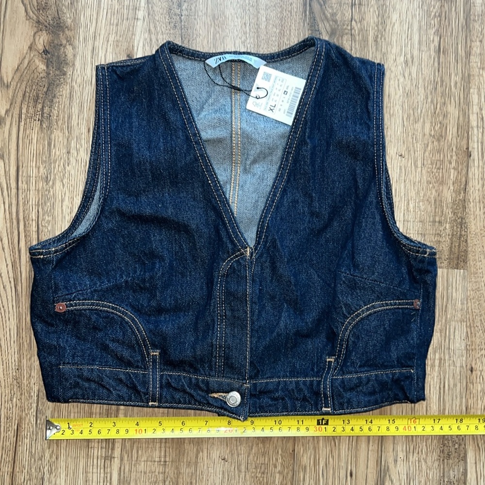 NEW! Zara Dark Denim TRF Vest - Picture 11 of 13